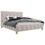GESTOFFEERD BED 120 cm x 200 cm, hout, metaal, textiel, houtmateriaal cappuccino kleur thumbnail 2