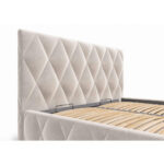 GESTOFFEERD BED 120 cm x 200 cm, hout, metaal, textiel, houtmateriaal cappuccino kleur thumbnail 7