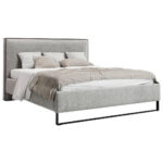 GESTOFFEERD BED 180 cm x 200 cm, hout, textiel, houten materiaal wit thumbnail 2