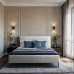 GESTOFFEERD BED 180 cm x 200 cm, hout, textiel, houten materiaal wit thumbnail 5