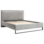 GESTOFFEERD BED 180 cm x 200 cm, hout, textiel, houten materiaal wit thumbnail 6
