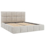 GESTOFFEERD BED 160 cm x 200 cm, hout, textiel, houten materiaal wit thumbnail 4