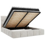 GESTOFFEERD BED 160 cm x 200 cm, hout, textiel, houten materiaal wit thumbnail 5