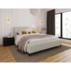 GESTOFFEERD BED 180 cm x 200 cm, wit textiel
