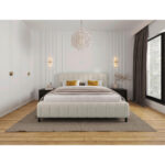 GESTOFFEERD BED 140 cm x 200 cm, wit textiel thumbnail 7