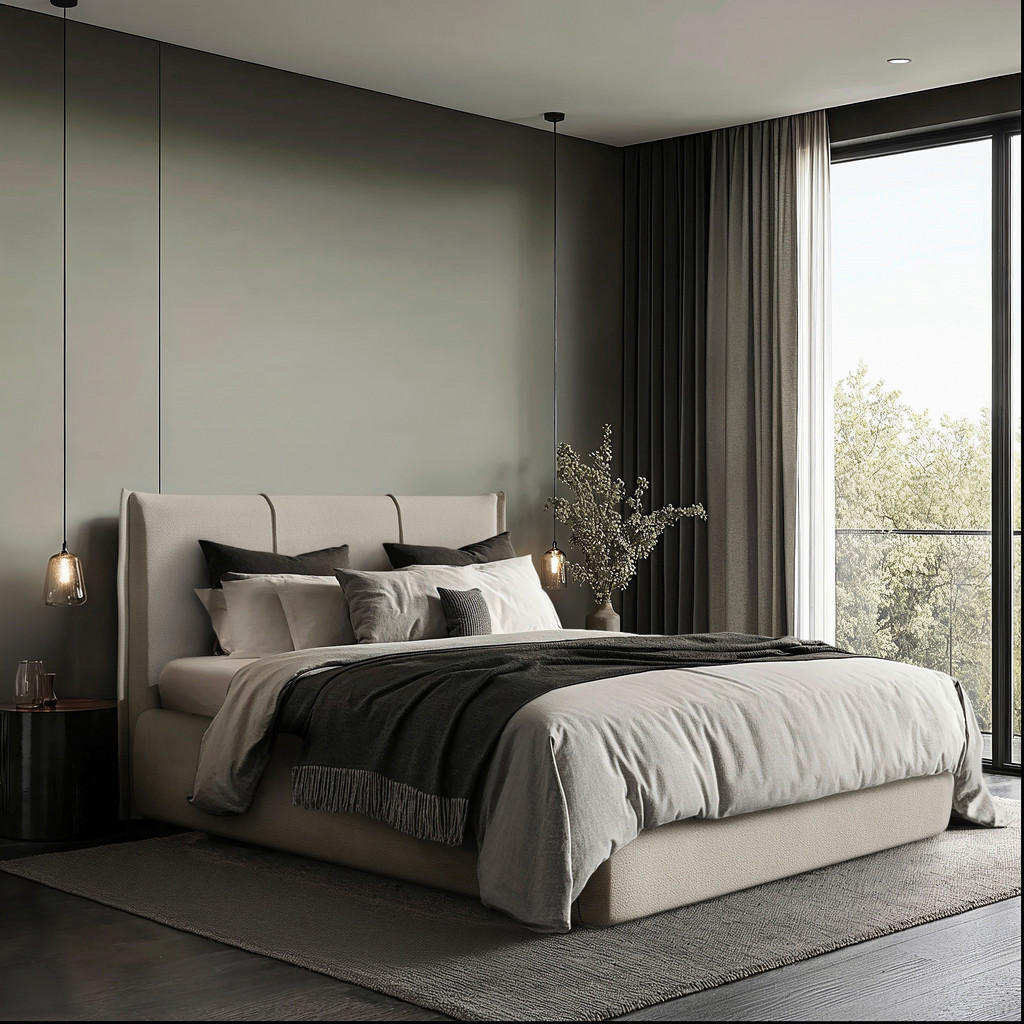 GESTOFFEERD BED 180 cm x 200 cm, hout, textiel, houtmateriaal natuurlijke kleur