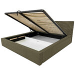 GESTOFFEERD BED 140 cm x 200 cm, hout, textiel, houtmateriaal lichtgroen thumbnail 5