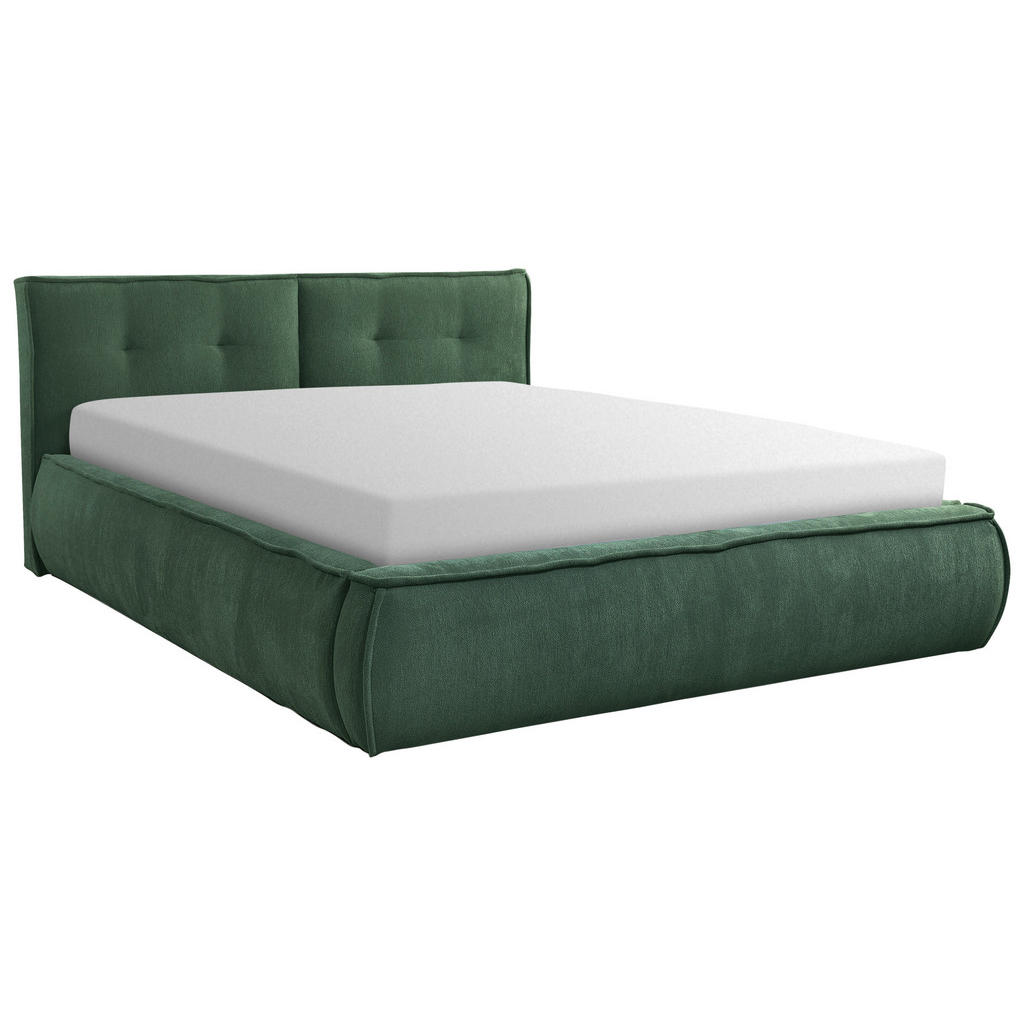 GESTOFFEERD BED 180 cm x 200 cm, hout, textiel, houtmateriaal groen