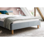 GESTOFFEERD BED 120 cm x 200 cm, textiel lichtblauw thumbnail 4