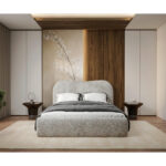 GESTOFFEERD BED 140 cm x 200 cm, hout, textiel, houtmateriaal natuurlijke kleur thumbnail 3