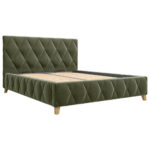 GESTOFFEERD BED 120 cm x 200 cm, hout, metaal, textiel, houtmateriaal olijfgroen thumbnail 6