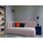 GESTOFFEERD BED 90 cm x 200 cm, hout, textiel, houtmateriaal roze thumbnail 1