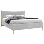 GESTOFFEERD BED 180 cm x 200 cm, hout, textiel, houtmateriaal grijs thumbnail 2