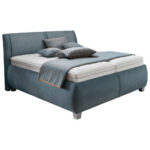 GESTOFFEERD BED 180 cm x 200 cm, blauwgrijs textiel thumbnail 6