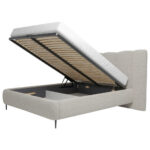 GESTOFFEERD BED 180 cm x 200 cm, hout, textiel, houtmateriaal lichtgrijs thumbnail 3