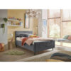 GESTOFFEERD BED 120 cm x 200 cm, houtmateriaal, donkergrijs textiel