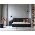 GESTOFFEERD BED 90 cm x 200 cm, hout, textiel, houtmateriaal donkergrijs thumbnail 6