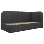 GESTOFFEERD BED 90 cm x 200 cm, hout, textiel, houtmateriaal donkergrijs thumbnail 7