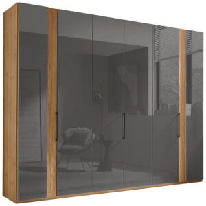 KAST MET KLASSIEKE DEUREN, geheel massief eiken eiken bianco, lavagrijs