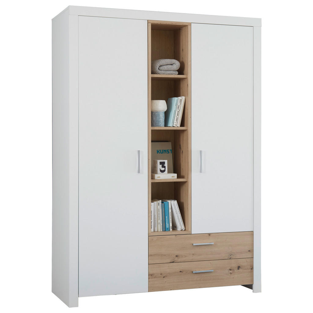 KAST MET KLASSIEKE DEUREN, wit, ambachtelijk eiken