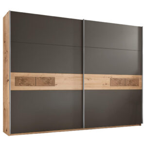 KAST MET SCHUIFDEUREN, grafietkleuren, eikenkleuren