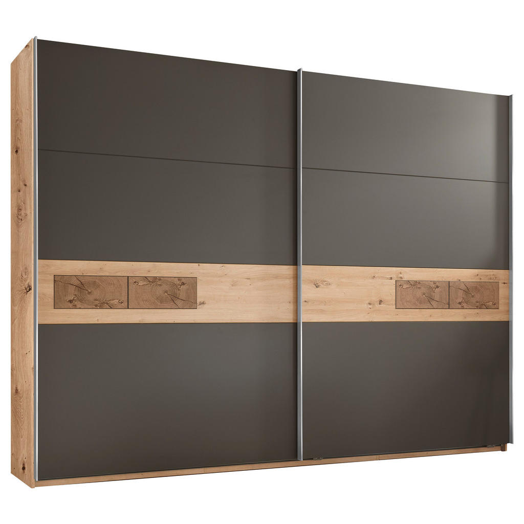 KAST MET SCHUIFDEUREN, grafietkleuren, eikenkleuren