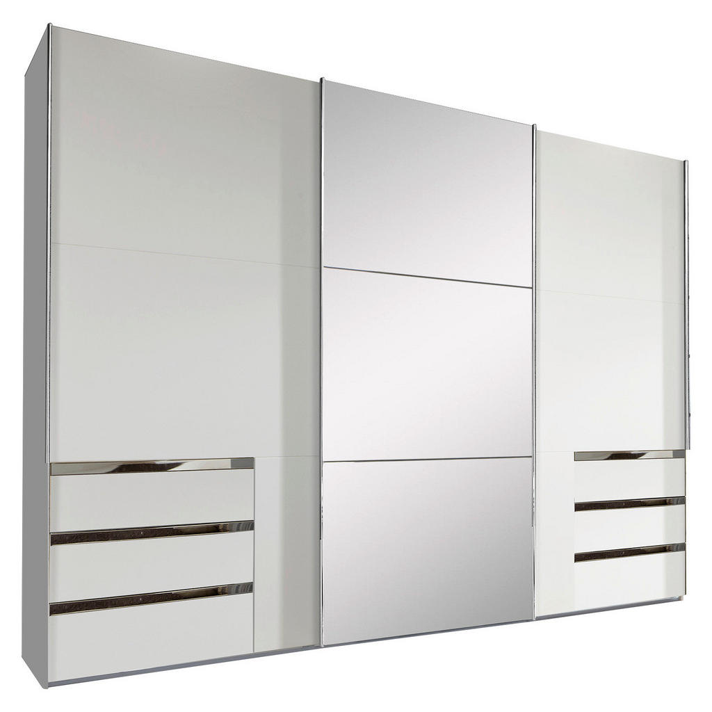 KAST MET SCHUIFDEUREN, zilverkleur, wit