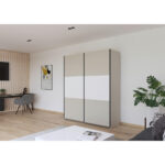 KAST MET SCHUIFDEUREN, wit, aluminiumkleur, champagnekleur thumbnail 2