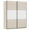 KAST MET SCHUIFDEUREN, wit, aluminiumkleur, champagnekleur
