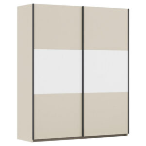 KAST MET SCHUIFDEUREN, wit, aluminiumkleur, champagnekleur