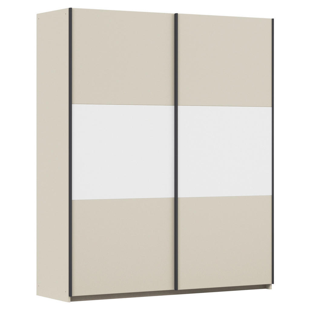 KAST MET SCHUIFDEUREN, wit, aluminiumkleur, champagnekleur