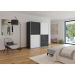 KAST MET SCHUIFDEUREN, grafietkleur, wit thumbnail 2