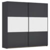 KAST MET SCHUIFDEUREN, grijs, wit, aluminiumkleur