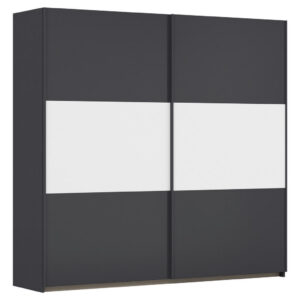 KAST MET SCHUIFDEUREN, grijs, wit, aluminiumkleur