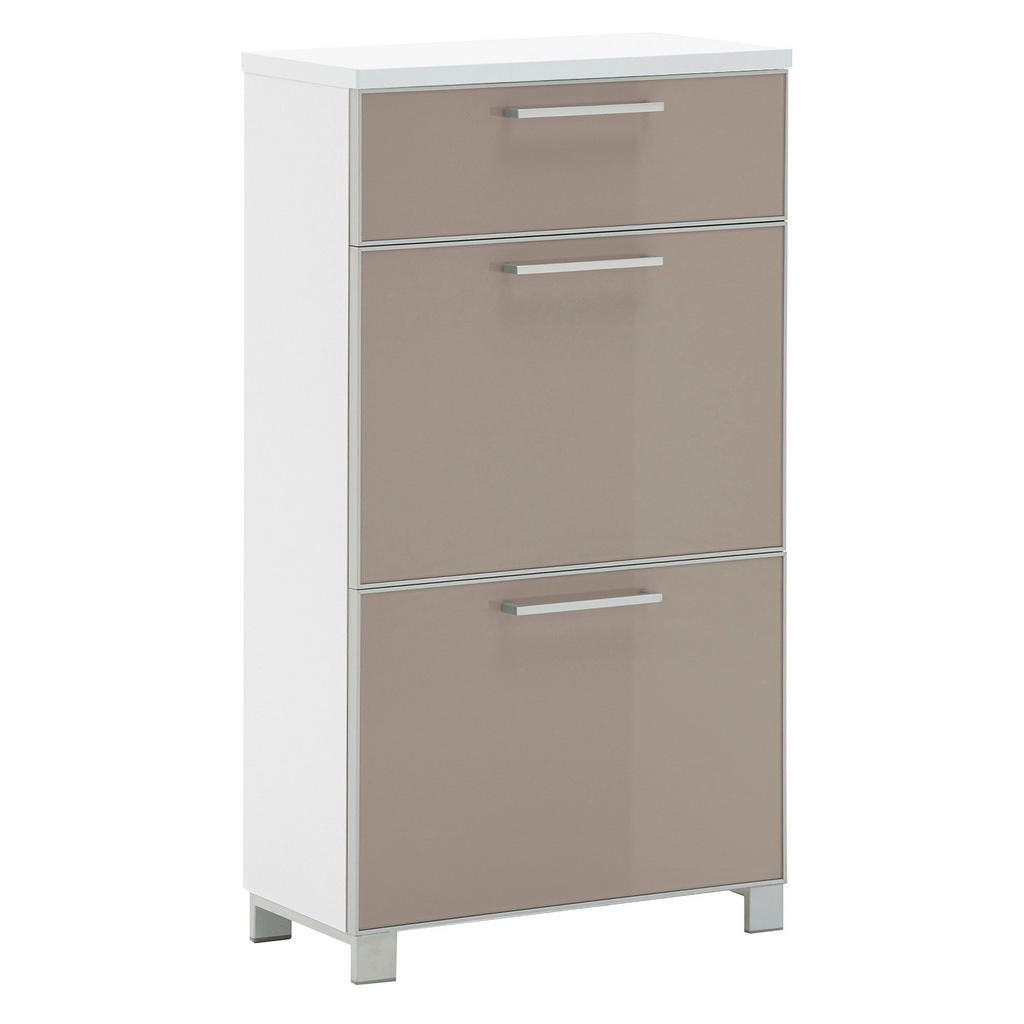 KAST MET KLEPPEN VOOR SCHOEN wit, bruingrijs
