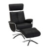STOEL MET VOET, zwart textiel, leer