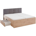 BED 200 cm x 140 cm, houtmateriaal ambachtelijk eiken, antraciet thumbnail 2