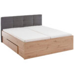 BED 200 cm x 140 cm, houtmateriaal ambachtelijk eiken, antraciet thumbnail 3