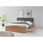 BED 200 cm x 140 cm, houtmateriaal ambachtelijk eiken, antraciet thumbnail 4