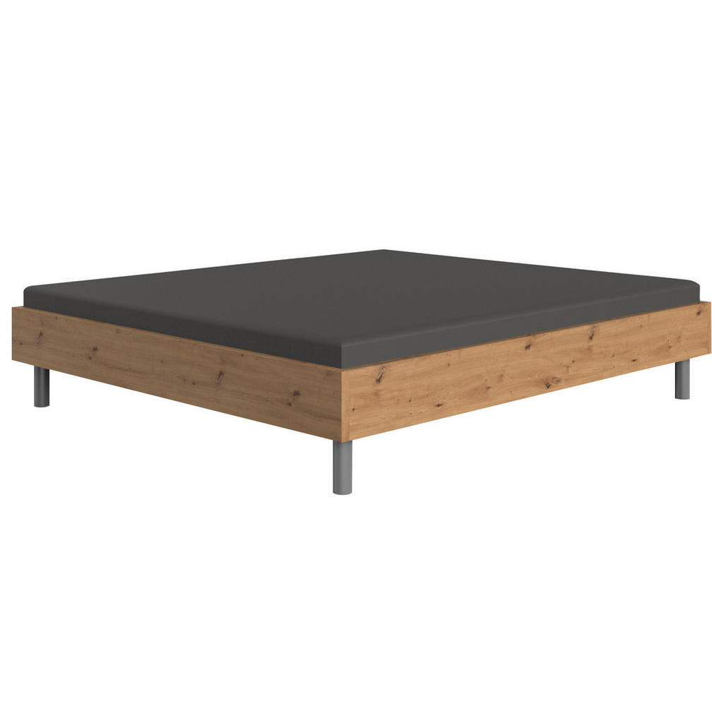 BED 160 cm x 200 cm, houtmateriaal eikenkleur