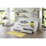 BED 90/180 cm x 200 cm, wit houten materiaal thumbnail 4