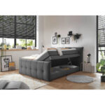 BOXSPRINGBED 160 cm x 200 cm, textiel, houtmateriaal antraciet thumbnail 3