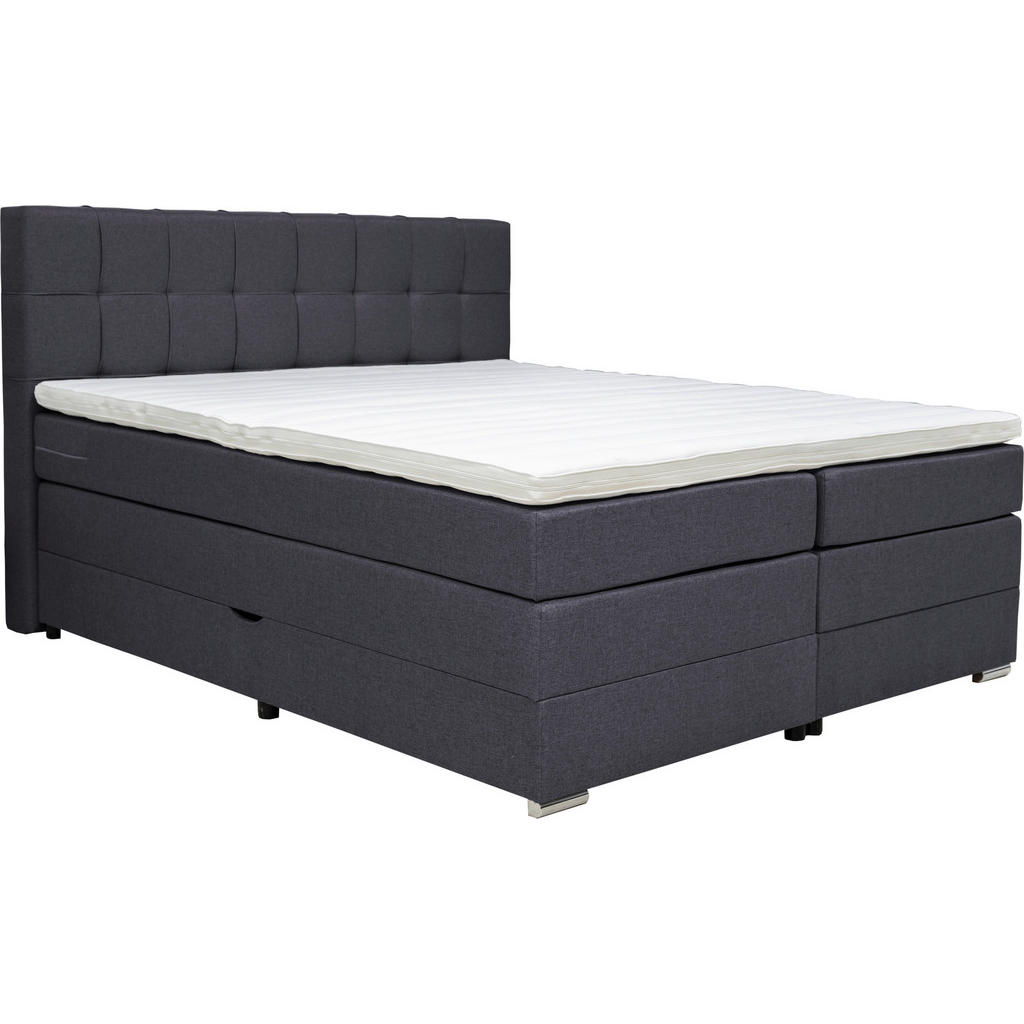BOXSPRINGBED 180 cm x 200 cm, zwart textiel