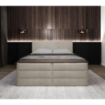 BOXSPRINGBED 180 cm x 200 cm, crème textiel thumbnail 6