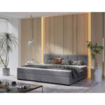 BOXSPRINGBED 240 cm x 200 cm, hout, textiel, lichtgrijs karton thumbnail 1