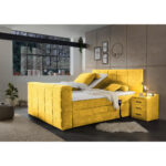 BOXSPRINGBED 180 cm x 200 cm, geel textiel thumbnail 2
