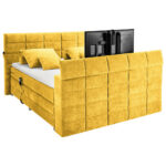 BOXSPRINGBED 180 cm x 200 cm, geel textiel thumbnail 4