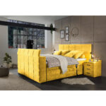 BOXSPRINGBED 180 cm x 200 cm, geel textiel thumbnail 6