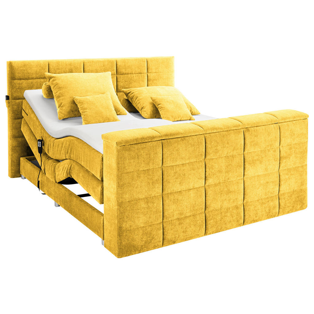 BOXSPRINGBED 180 cm x 200 cm, geel textiel