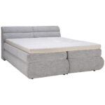 BOXSPRING BED 180 cm x 200 cm, textiel, houtmateriaal grijs, wit thumbnail 1